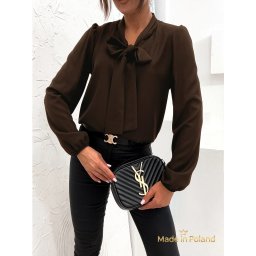 Resti Athena Dark Brown Blouse with Collar