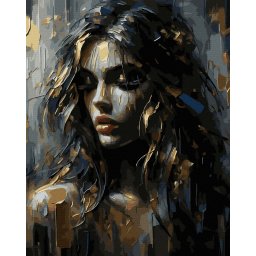 Set pictura pe numere, cu sasiu, Umbre - culori aurii, 40x50 cm