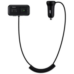 Modulator auto FM Baseus T-Typed CCMT000201, BT 4.2, 2 x USB 5V, 3.4A max, 12V-24V, frecv FM: 87,5-108.0MHZ, format MP3, WAV, FLAC, APE, WMA, Negru