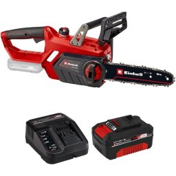 Drujba (fierastrau electric) cu lant pe acumulator Einhell Power X-Change GE-LC 18 Li - Kit, 18 V, lant si lama Oregon,lama 25 cm, viteza taiere 4.3 m/s + incarcator rapid si acumulator de 18 V 4.0 Ah