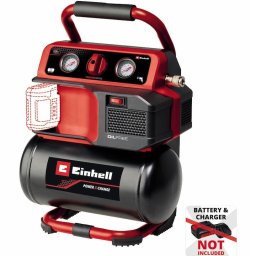 Compresor pe acumulator Einhell TE-AC 18/75 Li OF-Solo Power X-Change 18 V, max. 8 bar, rezervor 5 L, capacitate de aspiratie 75 L/min, 2 manometre, fara ulei, livrat fara acumulator si incarcator