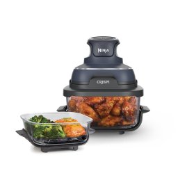 Friteuza cu aer cald Ninja CRISPi 4in1 FN101, PowerPod 1700W, 3.8L/1.4L, 2 recipiente sticla termorezistenta TempWare, 2 placi cu invelis ceramic Crisper Plate, 2 capace pentru depozitare, albastru