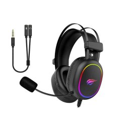 Casti de gaming Havit H2016D RGB, cu microfon HD si sunet surround stereo, Negru
