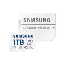 Card de memorie Samsung EVO Plus MB-MC1T0SA, 1TB, microSDXC, UHS-I U3, A2, V30, 160MB/s, Adaptor SD inclus