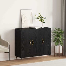 Bufet Negru 90 x 34 x 80 cm Lemn compozit GartenMobel Dekor