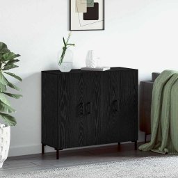 Bufet Negru 90 x 34 x 80 cm Lemn compozit GartenMobel Dekor