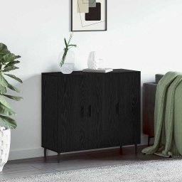 Bufet Negru 90 x 34 x 80 cm Lemn compozit GartenMobel Dekor