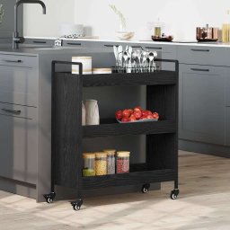 Troler de Bucatarie Stejar negru 70 x 30 x 82 cm Lemn compozit GartenMobel Dekor
