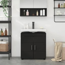 Set dulap baie TULUM Negru 60 x 34 x 63 cm Lemn compozit GartenMobel Dekor