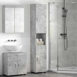 Set dulap baie TULUM Gri din beton 37 x 31,5 x 203 cm GartenMobel Dekor