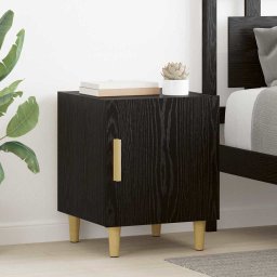 Dulap de noapte Pe perete 2 pcs Stejar Negru 40 x 40 x 50 cm GartenMobel Dekor