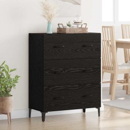 Bufet Stejar Negru 69,5 x 34 x 90 cm Lemn Ingineresc si Fier GartenMobel Dekor