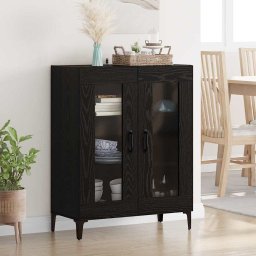 Bufet Stejar Negru 69,5 x 34 x 90 cm Lemn Ingineresc si Fier GartenMobel Dekor