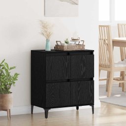 Bufet Stejar Negru 60 x 35 x 70 cm Lemn Ingineresc si Fier GartenMobel Dekor