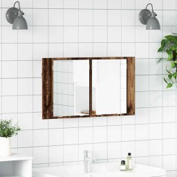 Dulap cu oglinda pentru baie cu raft Lemn Vechi 80 x 12 x 45 cm GartenMobel Dekor