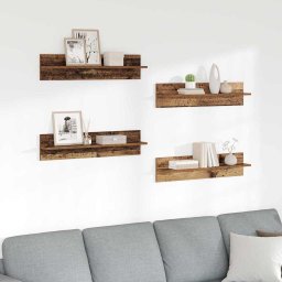 Semele de perete cu raft 4 pcs Lemn Vechi 80 x 11,5 x 18 cm GartenMobel Dekor
