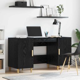 Birou cu raft Stejar Negru 140 x 50 x 75 cm Lemn compozit GartenMobel Dekor
