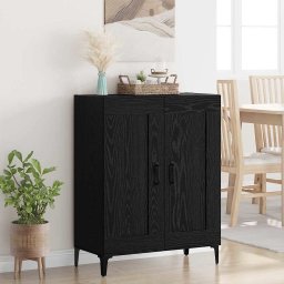 Bufet Stejar Negru 69,5 x 34 x 90 cm Lemn compozit GartenMobel Dekor