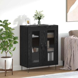 Bufet Stejar Negru 69,5 x 34 x 90 cm Lemn compozit GartenMobel Dekor
