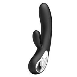 Elmer Vibrator Iepuras Negru din Silicon cu Doua Motorase Reincarcabil Design Ergonomic