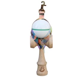 Husa pentru Kendama din PVC, Breloc cu Catarama de Agatare, 12 x 6 cm, Alb Multicolor
