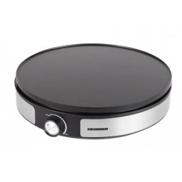 Aparat de facut clatite Heinner HCPM-F15RVSS, 1500 W, Placa reversibila 33 cm, Control temperatura, Inox/Negru