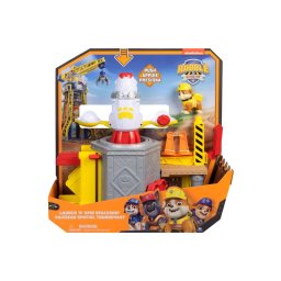 PAW Patrol Rubble & Crew, Navă Spațială Launch 'N' Spin cu Funcții Interactive, multicolor, 3 ani +