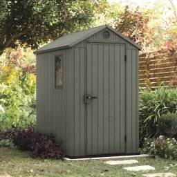 Casuta de gradina, Keter, verde, 4x6, Darwin, cu podea, cu ventilatie, cu ranforsare metalica