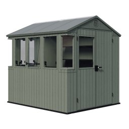 Casuta de gradina, Keter Darwin, Potting Shed, 6x8, din Evotech, verde oliv, pentru depozitare si rasaduri, cu podea rezistenta, usor de asamblat, 190x244x221 cm