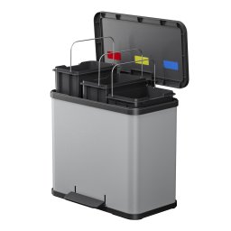 Separator de deseuri cu pedala din otel inoxidabil gri mat Hailo Oko Trio Plus L