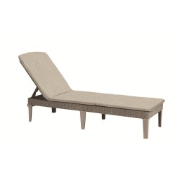 Sezlong pentru gradina, terasa, balcon, material polipropilena, spatar reglabil, culoare cappuccino, Keter, perne incluse, dimensiuni 187.5x58.2x29 cm, model Jaipur