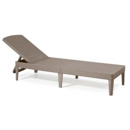 Sezlong de gradina, polipropilena cappuccino, spatar reglabil, Keter Jaipur, fara perna, dimensiune 187x58x29 cm