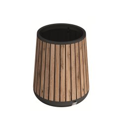 Ghiveci flori exterior, aspect de lemn maro, Keter, pentru pergola, gradina si terasa, colectie Deco Conic Walnut, fara farfurie