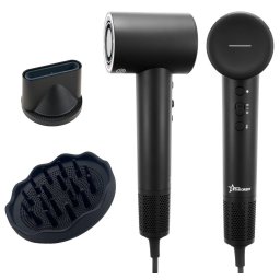 Uscator de par STARCREST SHD-2BK-DIF, Difuzor par cret, 1600 W, 110.000 RPM, Ionizare, 3 Trepte de temperatura, 2 Trepte de viteza, Buton de aer rece, Negru