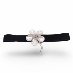 Choker model floare sidef alb si sticla, 30cm