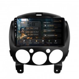 Navigatie Mazda 2 (2007-2014) 8GB RAM Android 13 Octacore Slot Sim 4G DSP GPS Wi-FI Carplay Android Auto USB Bluetooth Waze Touchscreen 9 Inch