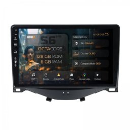 Navigatie Citroen C1 / Peugeot 108 / Toyota AYGO (2014-2022) 6GB RAM Android 13 Octacore Slot Sim 4G DSP GPS Wi-FI Carplay Android Auto USB Bluetooth Waze Touchscreen 9 Inch