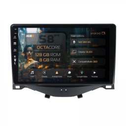 Navigatie Citroen C1 / Peugeot 108 /Toyota AYGO (2014-2022) 8GB RAM Android 13 Octacore Slot Sim 4G DSP GPS Wi-FI Carplay Android Auto USB Bluetooth Waze Touchscreen 9 Inch