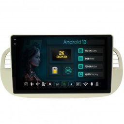 Navigatie 2K Fiat 500 2007-2014 8GB RAM Android 13 Octacore Slot Sim 4G DSP GPS Wi-FI Carplay Android Auto USB Bluetooth Waze Touchscreen 9.5 Inch