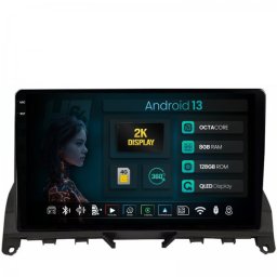 Navigatie 2K Mercedes Benz Clasa C W204 (2006-2012) 8GB RAM Android 13 Octacore Slot Sim 4G DSP GPS Wi-FI Carplay Android Auto USB Bluetooth Waze Touchscreen 9.5 Inch