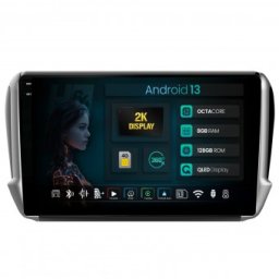 Navigatie 2K Peugeot 208 / 2008 (2012-2019) 8GB RAM Android 13 Octacore Slot Sim 4G DSP GPS Wi-FI Carplay Android Auto USB Bluetooth Waze Touchscreen 10.36 Inch