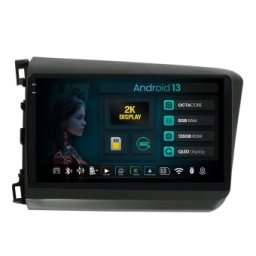 Navigatie 2K Honda Civic (2012-2015) 8GB RAM Android 13 Octacore Slot Sim 4G DSP GPS Wi-FI Carplay Android Auto USB Bluetooth Waze Touchscreen 9.5 Inch