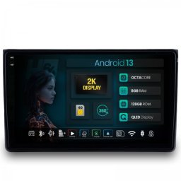 Navigatie 2K Audi A4 (B6 B7 2000-2008) Seat Exeo (2008-2013) 8GB RAM Android 13 Octacore Slot Sim 4G DSP GPS Wi-FI Carplay Android Auto USB Bluetooth Waze Touchscreen 9.5 Inch