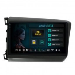 Navigatie 2K Honda Civic (2012-2015) 4GB RAM Android 13 Octacore Slot Sim 4G DSP GPS Wi-FI Carplay Android Auto USB Bluetooth Waze Touchscreen 9.5 Inch