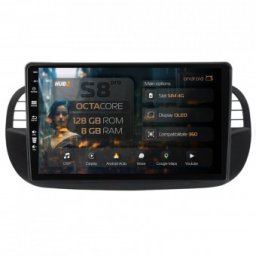 Navigatie Fiat 500 2007-2014 8GB RAM Android 13 Octacore Slot Sim 4G DSP GPS Wi-FI Carplay Android Auto USB Bluetooth Waze Touchscreen 9 Inch