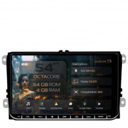 Navigatie Volkswagen Skoda Seat 4GB RAM Android 13 Octacore GPS Wi-FI Carplay Android Auto USB Bluetooth Radio Waze Touchscreen 9 inch