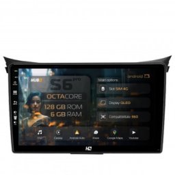 Navigatie Hyundai I30 (2012-2016) 6GB RAM Android 13 Octacore Slot Sim 4G DSP GPS Wi-FI Carplay Android Auto USB Bluetooth Waze Touchscreen 9 Inch