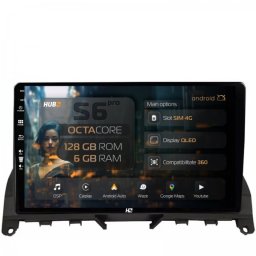Navigatie Mercedes Benz Clasa C W204 (2006-2012) 6GB RAM Android 13 Octacore Slot Sim 4G DSP GPS Wi-FI Carplay Android Auto USB Bluetooth Waze Touchscreen 9 Inch