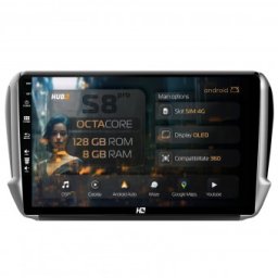 Navigatie Peugeot 208 / 2008 (2012-2019) 8GB RAM Android 13 Octacore Slot Sim 4G DSP GPS Wi-FI Carplay Android Auto USB Bluetooth Waze Touchscreen 10.1 Inch