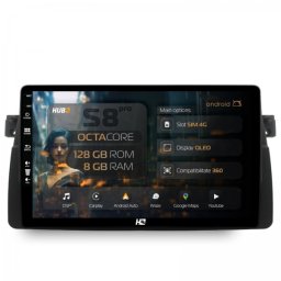 Navigatie BMW Seria 3 E46 (1998-2005) 8GB RAM Android 13 Octacore Slot Sim 4G DSP GPS Wi-FI Carplay Android Auto USB Bluetooth Waze Touchscreen 9 Inch